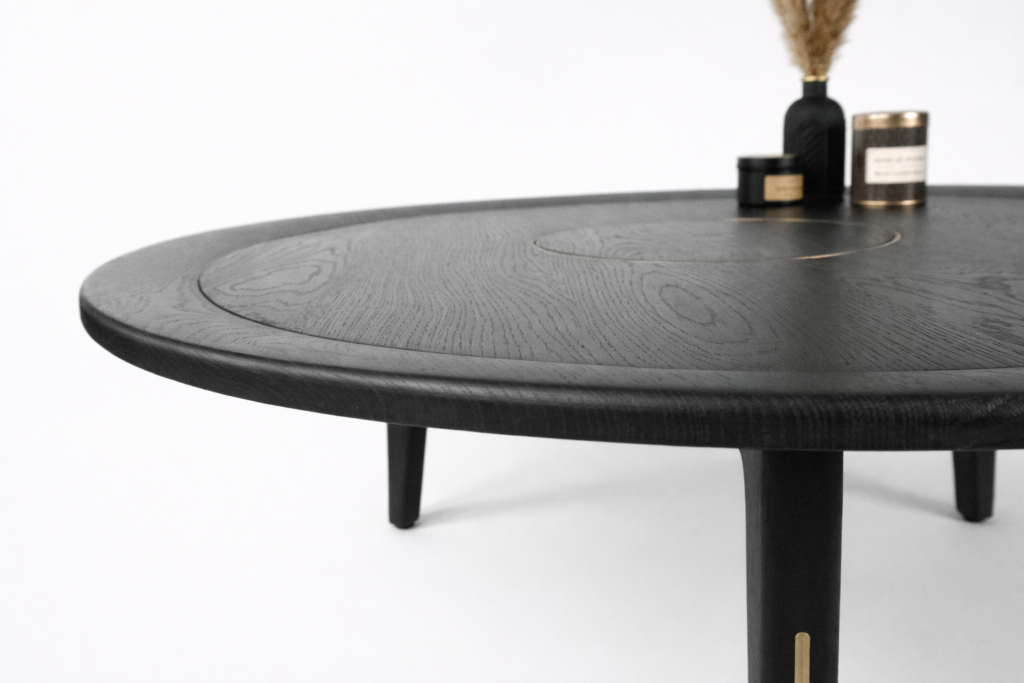 Salontafel Eiken zwart messing rond