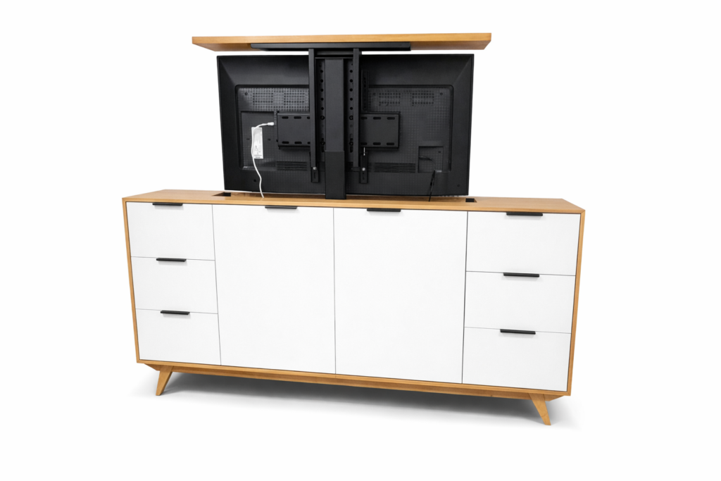 Dressoir met tv-lift maatwerk eiken en melamine
